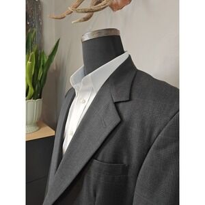 Corbin Mens Wool Sports Coat 42R Gray Glen Plaid Blazer USA Made 2 Button